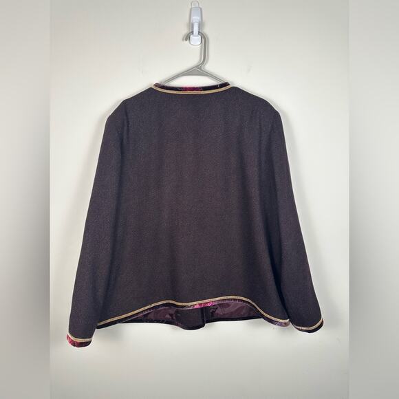 Koos Of Course Jacket Artsy Velvet Trim Pockets Size 2X Timeless Vintage EUC - Picture 4 of 7